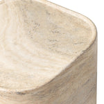 Simple shaping gets an elevated update with a classic plinth base mirrored in a lip detail around the tabletop. The rounded corners of this outdoor end table showcase textured sandy grey concrete, designed to mimic the detail found in natural stone. Cover or store indoors during inclement weather and when not in use. Amethyst Home provides interior design, new home construction design consulting, vintage area rugs, and lighting in the Kansas City metro area.