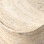 Simple shaping gets an elevated update with a classic plinth base mirrored in a lip detail around the tabletop. The rounded corners of this outdoor end table showcase textured sandy grey concrete, designed to mimic the detail found in natural stone. Cover or store indoors during inclement weather and when not in use. Amethyst Home provides interior design, new home construction design consulting, vintage area rugs, and lighting in the Nashville metro area.