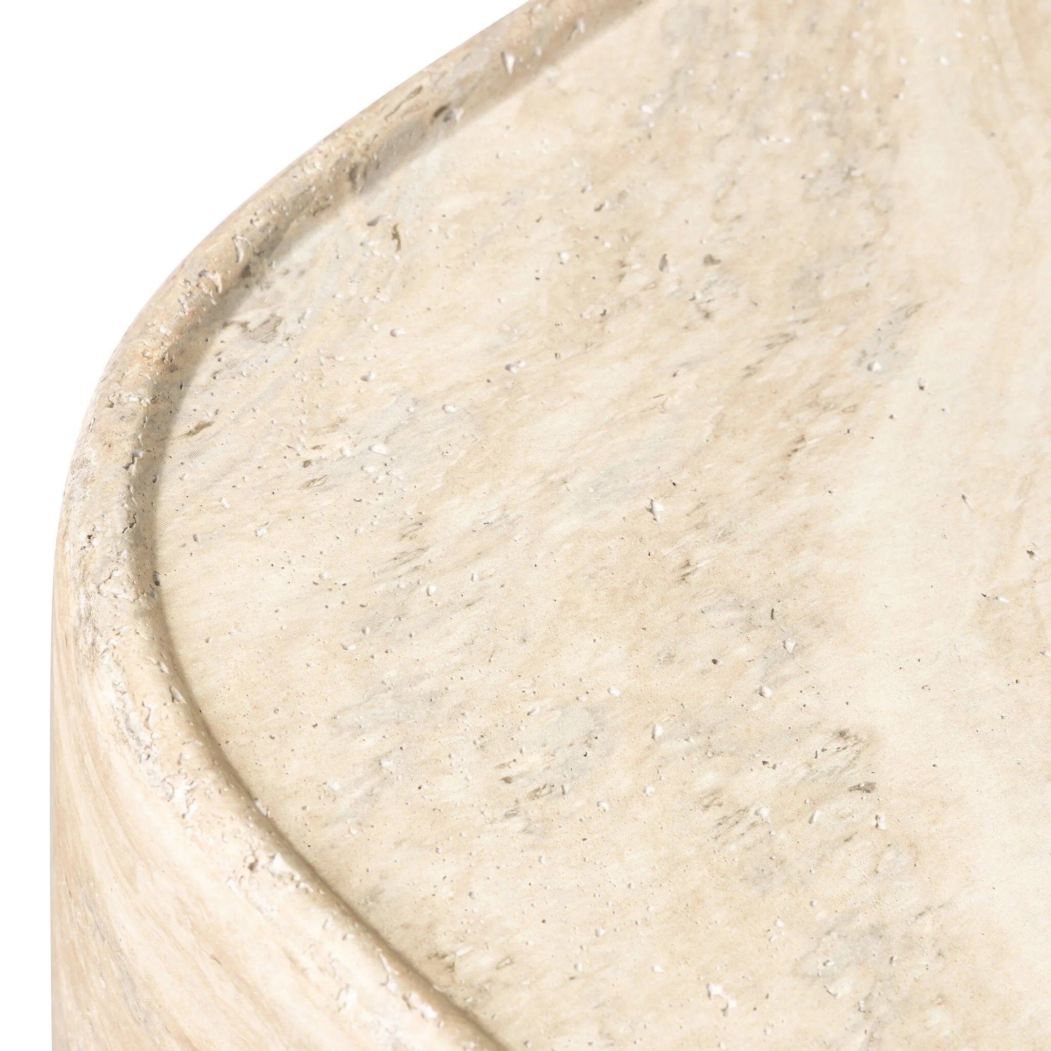 Simple shaping gets an elevated update with a classic plinth base mirrored in a lip detail around the tabletop. The rounded corners of this outdoor end table showcase textured sandy grey concrete, designed to mimic the detail found in natural stone. Cover or store indoors during inclement weather and when not in use. Amethyst Home provides interior design, new home construction design consulting, vintage area rugs, and lighting in the Seattle metro area.