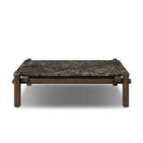 Designed by Thomas Bina and Ronald Sasson, a design partnership blending both modern minimalist and Brazilian influences. Mixed materials elevate the traditional coffee table, pairing solid reclaimed oak and solid marble, with overstated joint details. Rounded edges bring a soft, playful feel to the entire piece. Amethyst Home provides interior design, new home construction design consulting, vintage area rugs, and lighting in the Washington metro area.