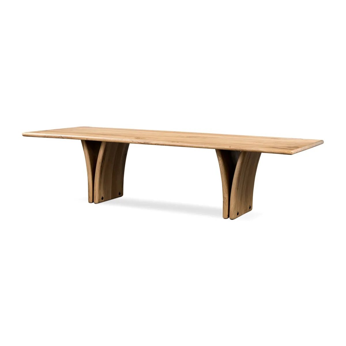 Featuring Marcon Natural Reclaimed French Oak Dining Table by Four Hands at Amethyst Home. Designed by Thomas Bina and Ronald Sasson, a design partnership blending both modern minimalist and Brazilian influences. Grand-scale dining table is crafted from natural reclaimed French oak with sleek tapered pedestal panels connected at the base. Seats 12.
Overall. Amethyst Home provides interior design, new home construction design consulting, vintage area rugs, and lighting in the Scottsdale metro area.