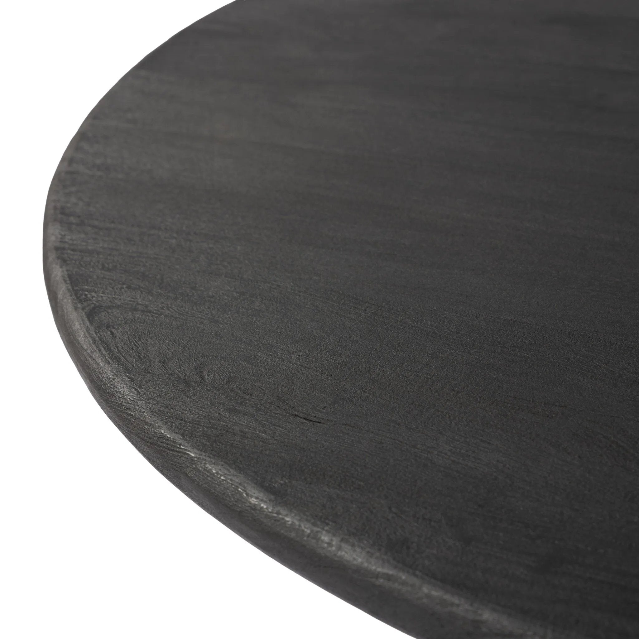 Featuring Maricopa Dark Totem Large Coffee Table by Four Hands at Amethyst Home. Play up proportions. Large, shapely, legs support a rounded tabletop of light black-finished solid reclaimed woods, for a global, organic look and handcrafted feel. Overall Dimensions: 50.00"w x 50.00"d x 16.00"h. Amethyst Home provides interior design, new home construction design consulting, vintage area rugs, and lighting in the Omaha metro area.