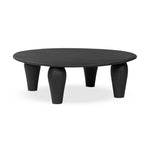 Featuring Maricopa Dark Totem Large Coffee Table by Four Hands at Amethyst Home. Play up proportions. Large, shapely, legs support a rounded tabletop of light black-finished solid reclaimed woods, for a global, organic look and handcrafted feel. Overall Dimensions: 50.00"w x 50.00"d x 16.00"h. Amethyst Home provides interior design, new home construction design consulting, vintage area rugs, and lighting in the Salt Lake City metro area.