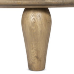 Play up proportions. Large, shapely legs support a rounded tabletop of worn oak, for a global, organic look and handcrafted feel Amethyst Home provides interior design, new home construction design consulting, vintage area rugs, and lighting in the Kansas City metro area.