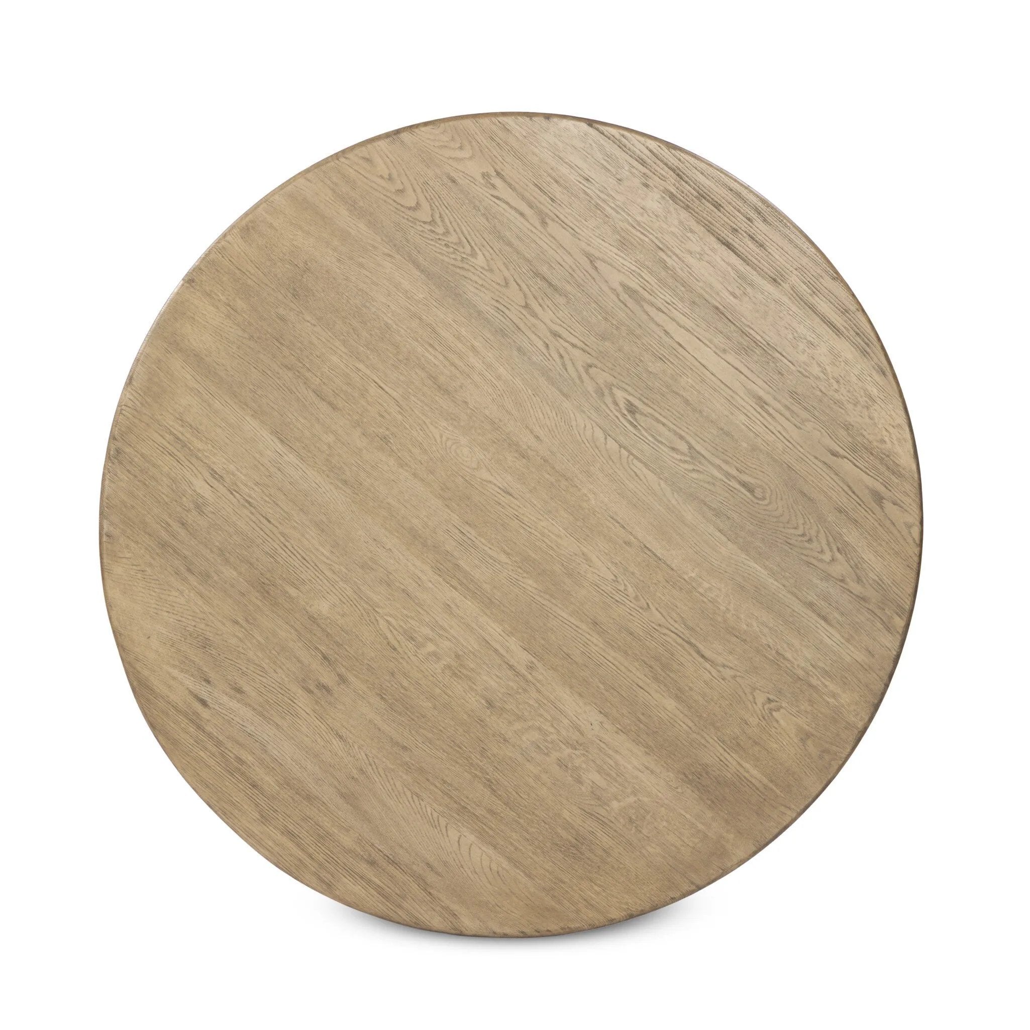 Play up proportions. Large, shapely legs support a rounded tabletop of worn oak, for a global, organic look and handcrafted feel Amethyst Home provides interior design, new home construction design consulting, vintage area rugs, and lighting in the Tampa metro area.