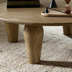 Play up proportions. Large, shapely legs support a rounded tabletop of worn oak, for a global, organic look and handcrafted feel Amethyst Home provides interior design, new home construction design consulting, vintage area rugs, and lighting in the Winter Garden metro area.