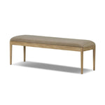 Create extra seating in any space with a timeless bench look made from solid oak and soft velvet in a worn sage hue Amethyst Home provides interior design, new home construction design consulting, vintage area rugs, and lighting in the Charlotte metro area.