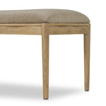 Create extra seating in any space with a timeless bench look made from solid oak and soft velvet in a worn sage hue Amethyst Home provides interior design, new home construction design consulting, vintage area rugs, and lighting in the Dallas metro area.