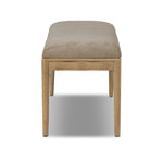 Create extra seating in any space with a timeless bench look made from solid oak and soft velvet in a worn sage hue Amethyst Home provides interior design, new home construction design consulting, vintage area rugs, and lighting in the Omaha metro area.