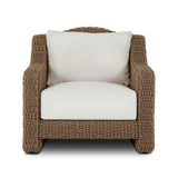 Twisted faux rattan is double twisted for a chunky feel, inspired by traditional coastal designs. The fully woven, cambelback silhouette of this outdoor chair adds visual interest, with high-end, linen-like upholstery bringing subtle contrast to the seat cushions. Amethyst Home provides interior design, new home construction design consulting, vintage area rugs, and lighting in the Winter Garden metro area.