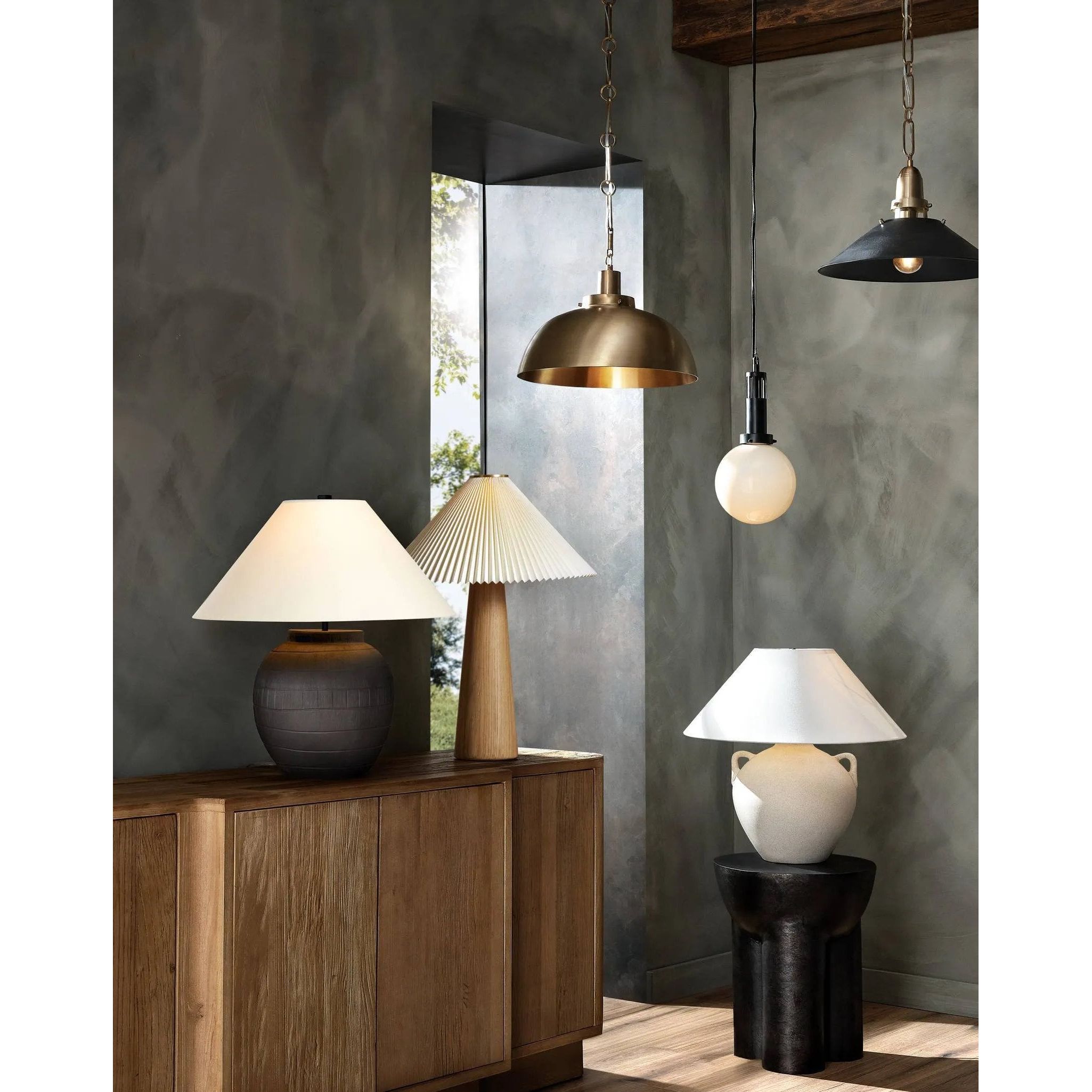 Featuring Mays Light Sand Porcelain Table Lamp by Four Hands at Amethyst Home. Inspired by vintage clay jars, a light sand-colored talavera lamp with handle-like detailing pairs with a tapered linen shade in a versatile ivory. Overall Dimensions: 22.00"w x 22.00"d x 21.00"h
 Shop this lamp at Amethyst - https://www.amethysthome.com/products/mays-light-s. Amethyst Home provides interior design, new home construction design consulting, vintage area rugs, and lighting in the Newport Beach metro area.