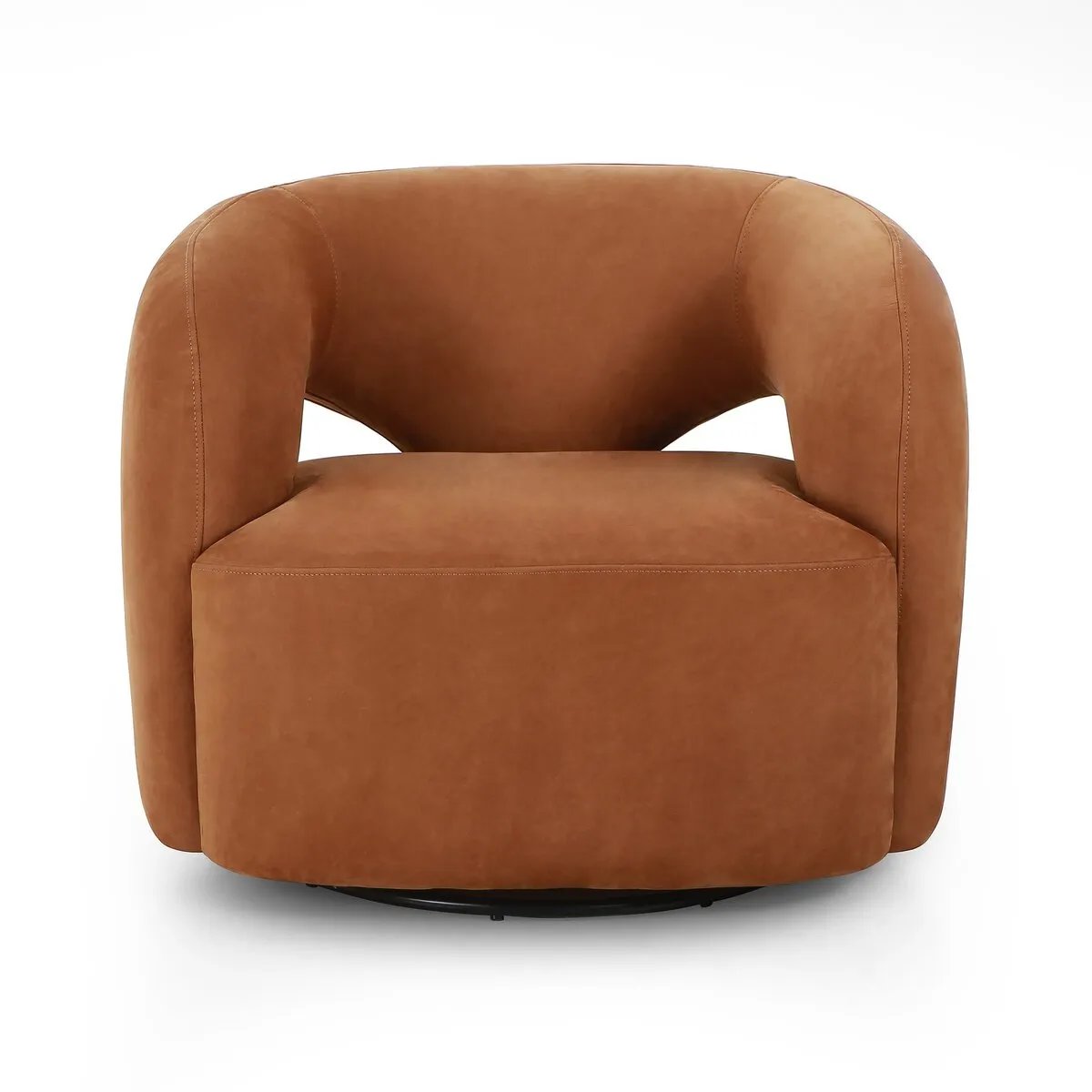 Mazie Nubuck Cognac Swivel Chair | ready to ship!