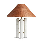 Featuring Medici Charcoal / White Marble Table Lamp by Four Hands at Amethyst Home. A textured brown rattan shade pairs with a smooth, pillared Italian marble base, bringing an eye-catching material mix to the tabletop.Overall Dimensions: 18.00"w x 18.00"d x 21.00"hWeight : 14.10 lbsMaterials : Solid Marble, Stainless Steel, Rattan. Amethyst Home provides interior design, new home construction design consulting, vintage area rugs, and lighting in the Calabasas metro area.