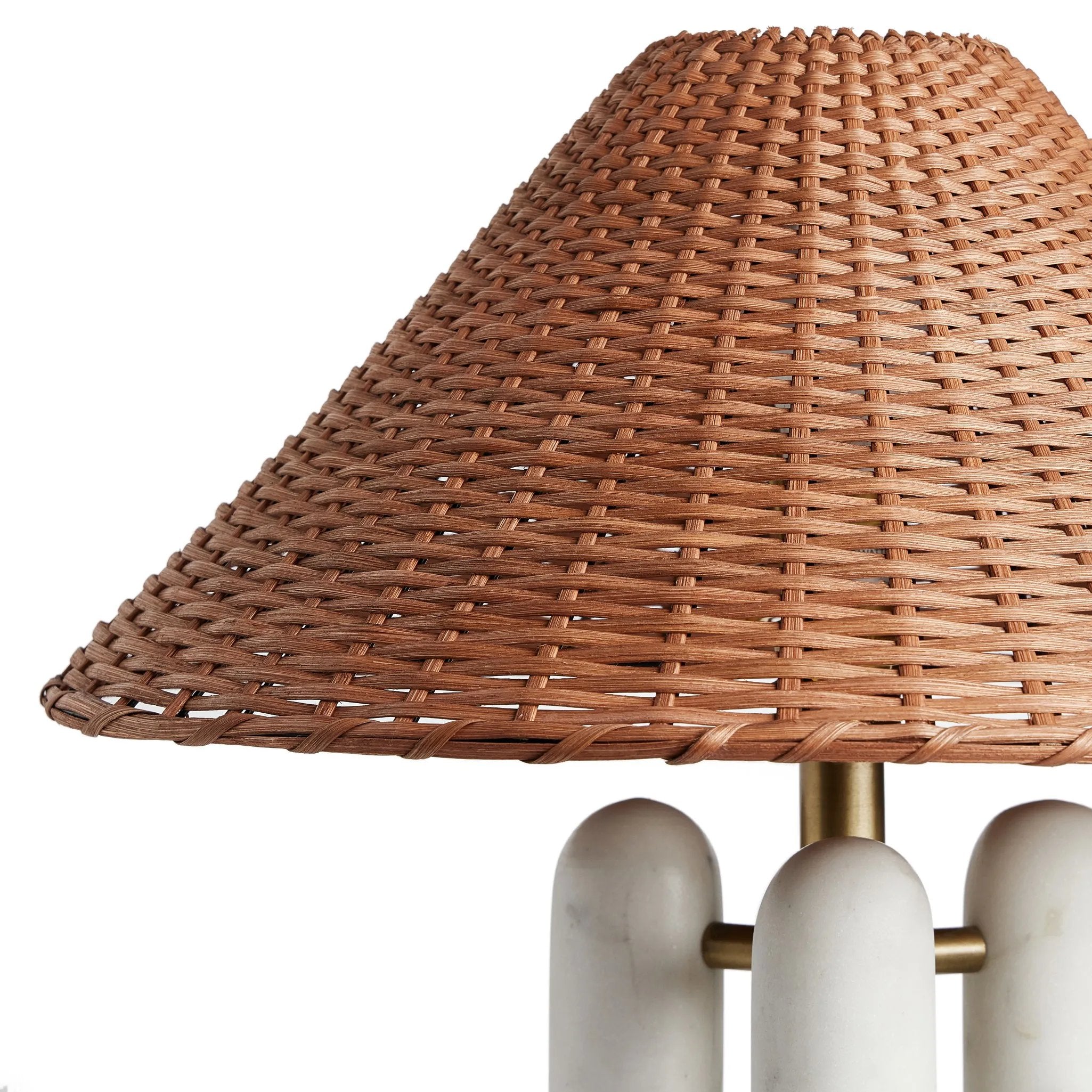 Featuring Medici Charcoal / White Marble Table Lamp by Four Hands at Amethyst Home. A textured brown rattan shade pairs with a smooth, pillared Italian marble base, bringing an eye-catching material mix to the tabletop.Overall Dimensions: 18.00"w x 18.00"d x 21.00"hWeight : 14.10 lbsMaterials : Solid Marble, Stainless Steel, Rattan. Amethyst Home provides interior design, new home construction design consulting, vintage area rugs, and lighting in the Miami metro area.