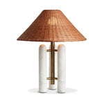 Featuring Medici Charcoal / White Marble Table Lamp by Four Hands at Amethyst Home. A textured brown rattan shade pairs with a smooth, pillared Italian marble base, bringing an eye-catching material mix to the tabletop.Overall Dimensions: 18.00"w x 18.00"d x 21.00"hWeight : 14.10 lbsMaterials : Solid Marble, Stainless Steel, Rattan. Amethyst Home provides interior design, new home construction design consulting, vintage area rugs, and lighting in the Newport Beach metro area.