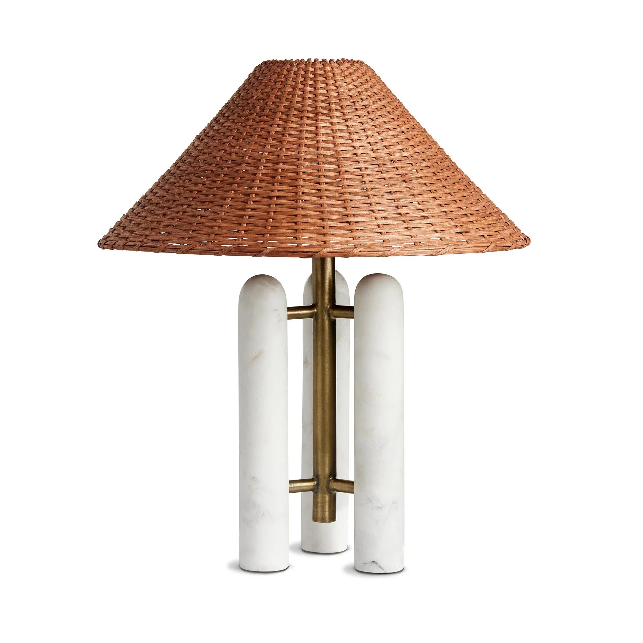 Featuring Medici Charcoal / White Marble Table Lamp by Four Hands at Amethyst Home. A textured brown rattan shade pairs with a smooth, pillared Italian marble base, bringing an eye-catching material mix to the tabletop.Overall Dimensions: 18.00"w x 18.00"d x 21.00"hWeight : 14.10 lbsMaterials : Solid Marble, Stainless Steel, Rattan. Amethyst Home provides interior design, new home construction design consulting, vintage area rugs, and lighting in the Tampa metro area.