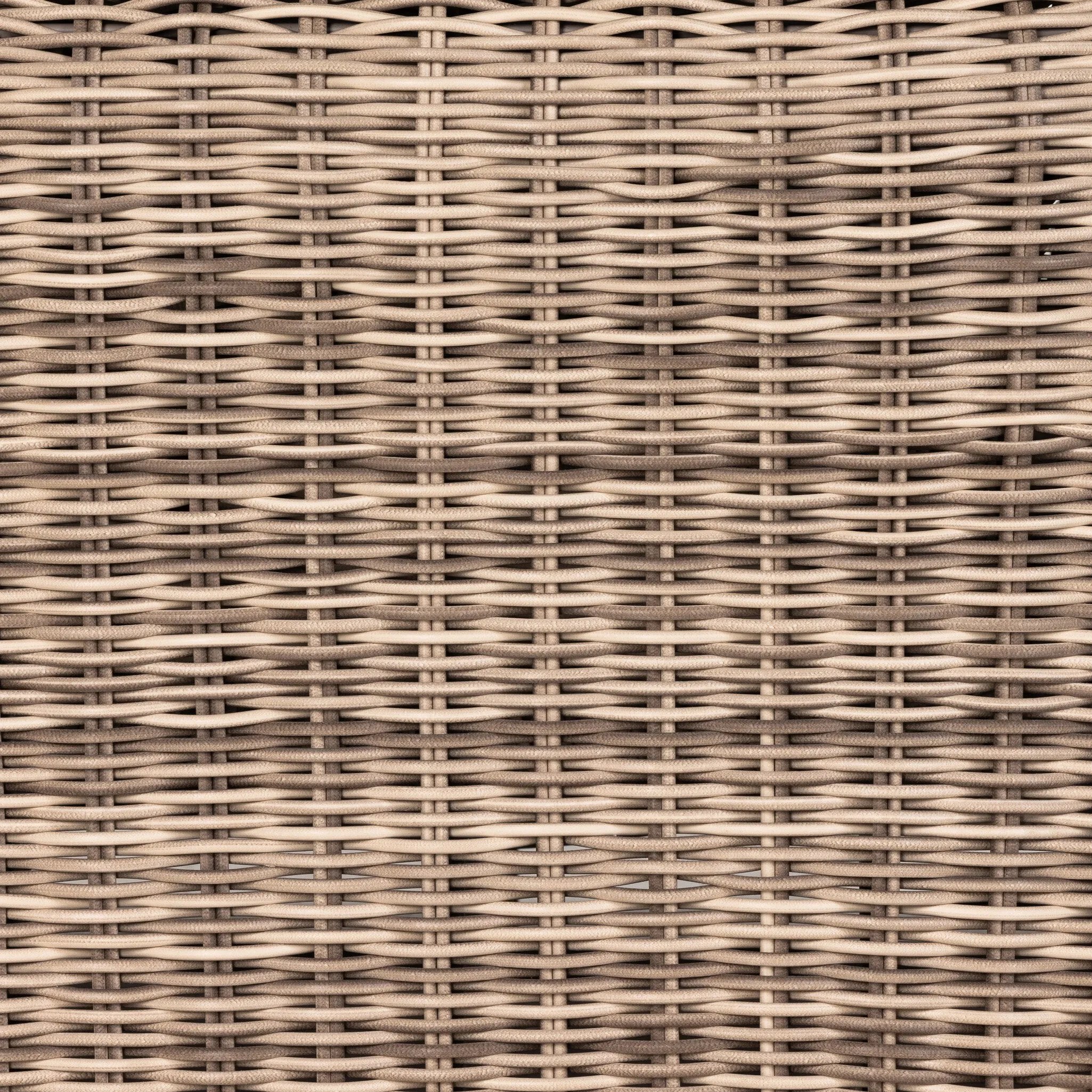 Traditional heritage shape on a grand scale. The outdoor chaise is crafted from durable natural teak in a gorgeous, woven pattern highlighting the texture's natural highs and lows. Oversized with deep-seated comfort for the ultimate outdoor lounge. Cover or store indoors during inclement weather and when not in use. Amethyst Home provides interior design, new home construction design consulting, vintage area rugs, and lighting in the Laguna Beach metro area.