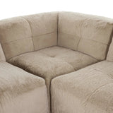 Modularity at its best — and comfiest. Five piece sectional covered in a plush fabric that's luxuriously soft to the touch Amethyst Home provides interior design, new home construction design consulting, vintage area rugs, and lighting in the Austin metro area.