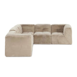Modularity at its best — and comfiest. Five piece sectional covered in a plush fabric that's luxuriously soft to the touch Amethyst Home provides interior design, new home construction design consulting, vintage area rugs, and lighting in the Omaha metro area.