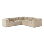 Modularity at its best — and comfiest. Five piece sectional covered in a plush fabric that's luxuriously soft to the touch Amethyst Home provides interior design, new home construction design consulting, vintage area rugs, and lighting in the San Diego metro area.
