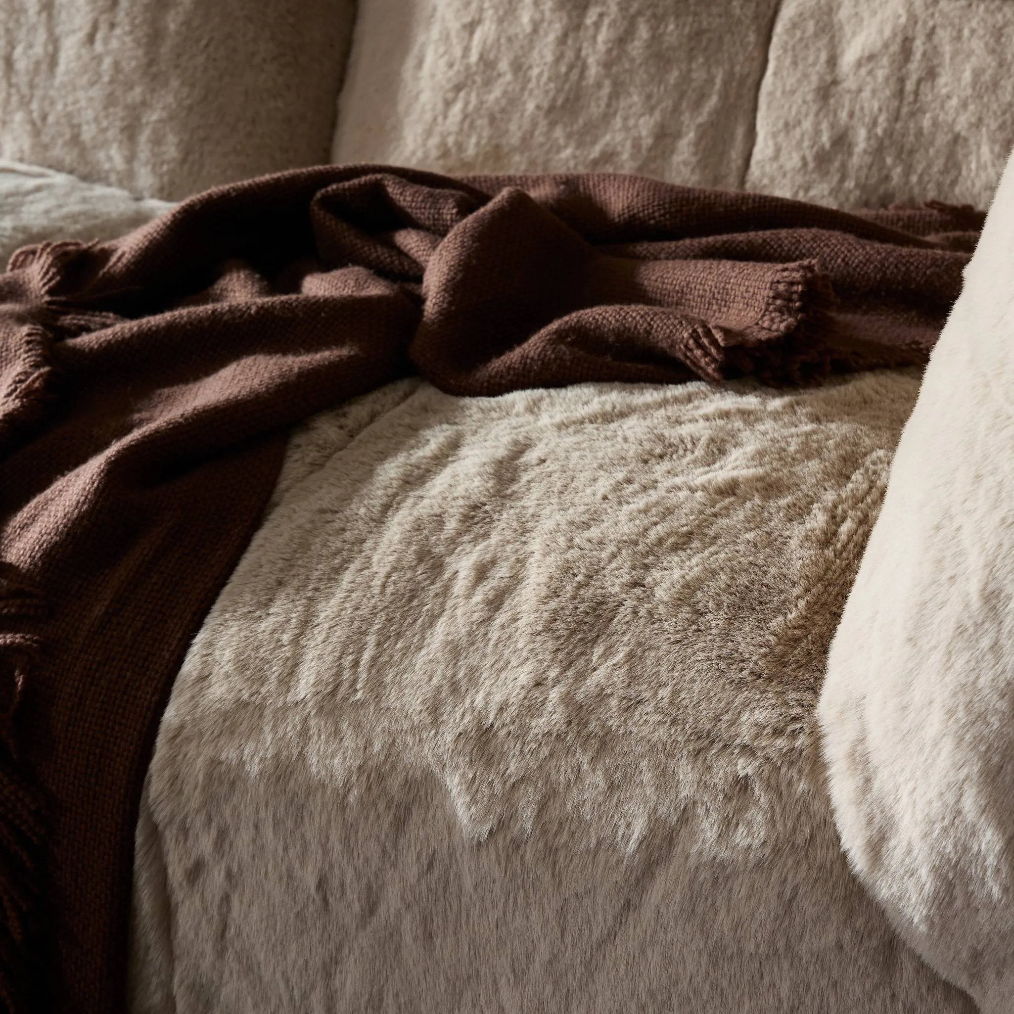 Modularity at its best — and comfiest. Six piece sectional covered in a plush fabric that's luxuriously soft to the touch Amethyst Home provides interior design, new home construction design consulting, vintage area rugs, and lighting in the Houston metro area.