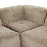 Modularity at its best — and comfiest. Six piece sectional covered in a plush fabric that's luxuriously soft to the touch Amethyst Home provides interior design, new home construction design consulting, vintage area rugs, and lighting in the Salt Lake City metro area.