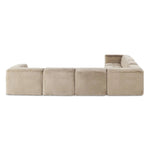 Modularity at its best, and softest. This versatile sectional includes seven pieces crafted with soft cushioning and S-spring suspension for a supportive sit. All covered in a plush, furry fabric that feels luxurious to sink into. Discreet seams add a touch of structure throughout Amethyst Home provides interior design, new home construction design consulting, vintage area rugs, and lighting in the Alpharetta metro area.