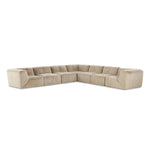 Modularity at its best, and softest. This versatile sectional includes seven pieces crafted with soft cushioning and S-spring suspension for a supportive sit. All covered in a plush, furry fabric that feels luxurious to sink into. Discreet seams add a touch of structure throughout Amethyst Home provides interior design, new home construction design consulting, vintage area rugs, and lighting in the Salt Lake City metro area.