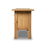 Inspired by a vintage general store counter, this console table features a heritage design with a modern twist. Thick oak legs with softened corners provide sturdy support, while oak knobs add a touch of classic charm. The inset tray top and varied drawer configuration offer ample storage Amethyst Home provides interior design, new home construction design consulting, vintage area rugs, and lighting in the Houston metro area.