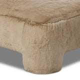 Oversized and modern, this billowy chaise is a statement piece whether styled alone or with an existing living room setup. The cream basketweave covering subdues bold arms and cylindrical legs. With spring suspension in the seat cushion and webbed suspension in the back, the piece is designed with durability and comfort in mind. Amethyst Home provides interior design, new home construction design consulting, vintage area rugs, and lighting in the Charlotte metro area.