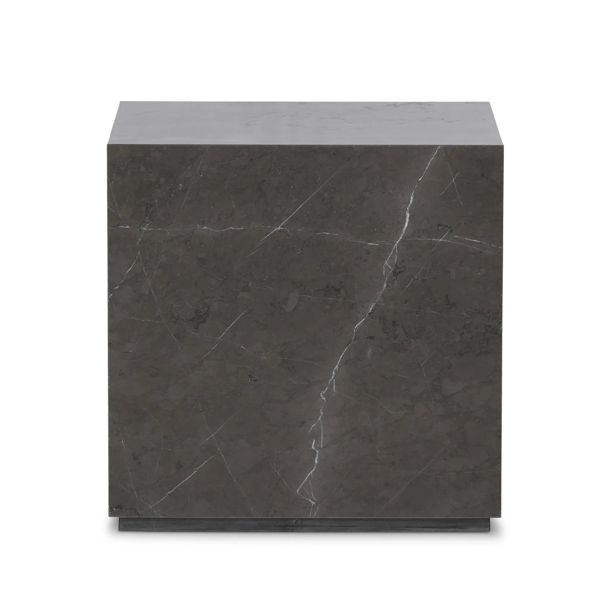 Modern Grey Italian Marble Marble Plinth End Table | ready to ship!