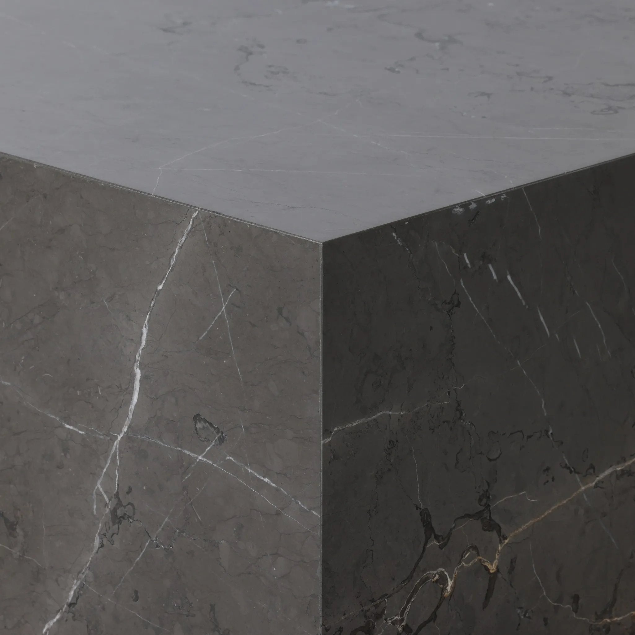 Featuring Modern Grey Italian Marble Marble Plinth End Table by Four Hands at Amethyst Home. Grey Italian marble shapes a cubed, plinth-style end table that can be styled just about anywhere.Overall Dimensions: 22.00"w x 22.00"d x 22.00"hWeight : 145.50 lbsMaterials: Solid Marble. Amethyst Home provides interior design, new home construction design consulting, vintage area rugs, and lighting in the Houston metro area.