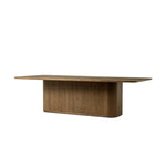 This monolithic piece features a grand plinth base, subtly rounded corners and bullnose edges. A mix of solid oak and oak veneer offers the best of both worlds: beautiful movement from the natural oak graining and added character from the burl veneer finish. Amethyst Home provides interior design, new home construction design consulting, vintage area rugs, and lighting in the Houston metro area.