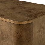 Finished in a unique rye, a mix of solid oak and oak veneer shape a simplified four-door sideboard, with subtly rounded corners for a touch of softness. Large, exaggerated hardware finishes the look.As fans of natural aesthetics at Amethyst, we love the nature inspired Morley Sideboard - Rye Medium Burl Oak Veneer. Amethyst Home provides interior design, new home construction design consulting, vintage area rugs, and lighting in the Dallas metro area.