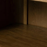 Finished in a unique rye, a mix of solid oak and oak veneer shape a simplified four-door sideboard, with subtly rounded corners for a touch of softness. Large, exaggerated hardware finishes the look.As fans of natural aesthetics at Amethyst, we love the nature inspired Morley Sideboard - Rye Medium Burl Oak Veneer. Amethyst Home provides interior design, new home construction design consulting, vintage area rugs, and lighting in the Des Moines metro area.