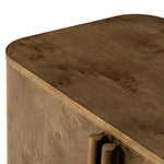 Finished in a unique rye, a mix of solid oak and oak veneer shape a simplified four-door sideboard, with subtly rounded corners for a touch of softness. Large, exaggerated hardware finishes the look.As fans of natural aesthetics at Amethyst, we love the nature inspired Morley Sideboard - Rye Medium Burl Oak Veneer. Amethyst Home provides interior design, new home construction design consulting, vintage area rugs, and lighting in the Nashville metro area.