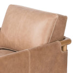 Safari inspiration meets zen aspirations. A cylindrical frame is crafted, smoothed and rounded from solid ash wood. Includes two loose feather-blend cushions covered in subtly distressed thick cut leather in a neutral taupe hue for a monochromatic look Amethyst Home provides interior design, new home construction design consulting, vintage area rugs, and lighting in the Salt Lake City metro area.