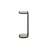 Hammered gunmetal forms a classic C-style frame for top and bottom surfaces of cream marble. Smaller scale enables moving from room to room with ease Amethyst Home provides interior design, new home construction design consulting, vintage area rugs, and lighting in the Miami metro area.