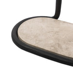 Hammered gunmetal forms a classic C-style frame for top and bottom surfaces of cream marble. Smaller scale enables moving from room to room with ease Amethyst Home provides interior design, new home construction design consulting, vintage area rugs, and lighting in the Salt Lake City metro area.