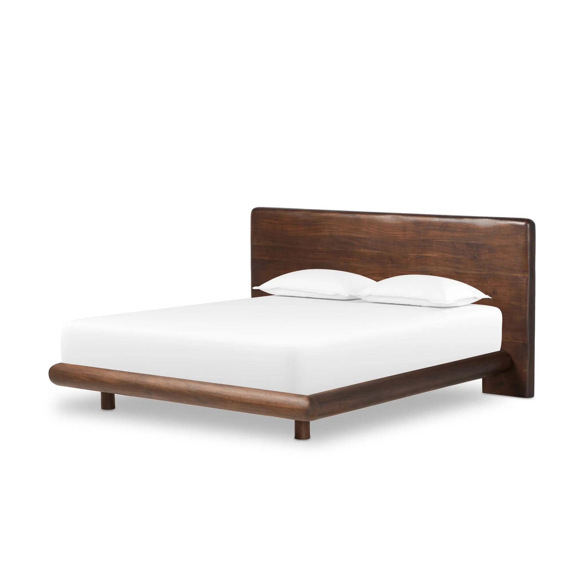 Faux live edges elevate this slab-inspired bed made of rustic brown acacia. Rounded edges and inset legs soften an elongated silhouette. Platform-style base. Not compatible with adjustable frames Amethyst Home provides interior design, new home construction design consulting, vintage area rugs, and lighting in the Washington metro area.
