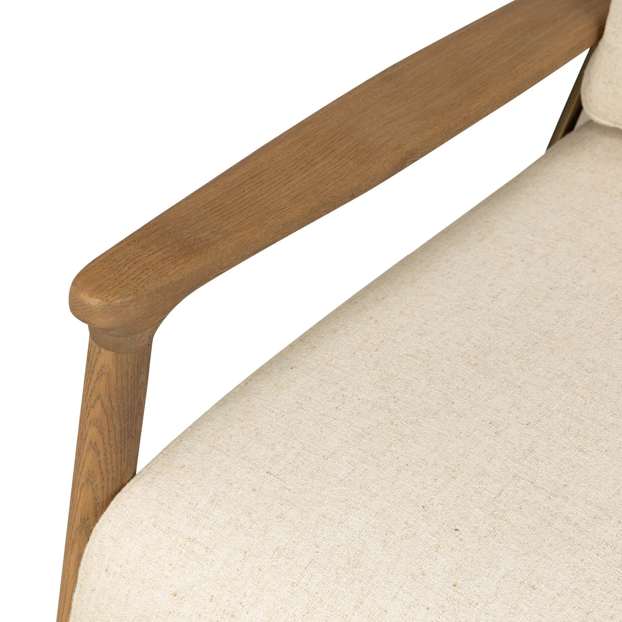Angular wood and metal intersect across the waterfall paper cord back of this accent chair, with a tight seat and loose boxed back cushion adding comfort.As lovers of organic modern design at Amethyst, we love the warm modern inspired Nisha Chair - Antwerp Natural. Amethyst Home provides interior design, new home construction design consulting, vintage area rugs, and lighting in the Calabasas metro area.