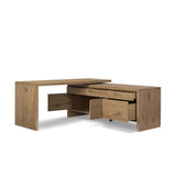 Customization and functionality fuse in a rotating desk of aged smoked oak. With plenty of storage space by way of drawers and cabinetry, a unique L shape and 360-degree mobility offer several orientation options, to comfortably suit a wide range of spaces Amethyst Home provides interior design, new home construction design consulting, vintage area rugs, and lighting in the Charlotte metro area.