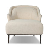 With elements of past eras at play, this updated Deco chaise features a rounded back, sloped arms and a dramatic channel. The iron base and tapered legs support the cushiony seating — built with spring suspensions for long-lasting comfort. Amethyst Home provides interior design, new home construction design consulting, vintage area rugs, and lighting in the Monterey metro area.