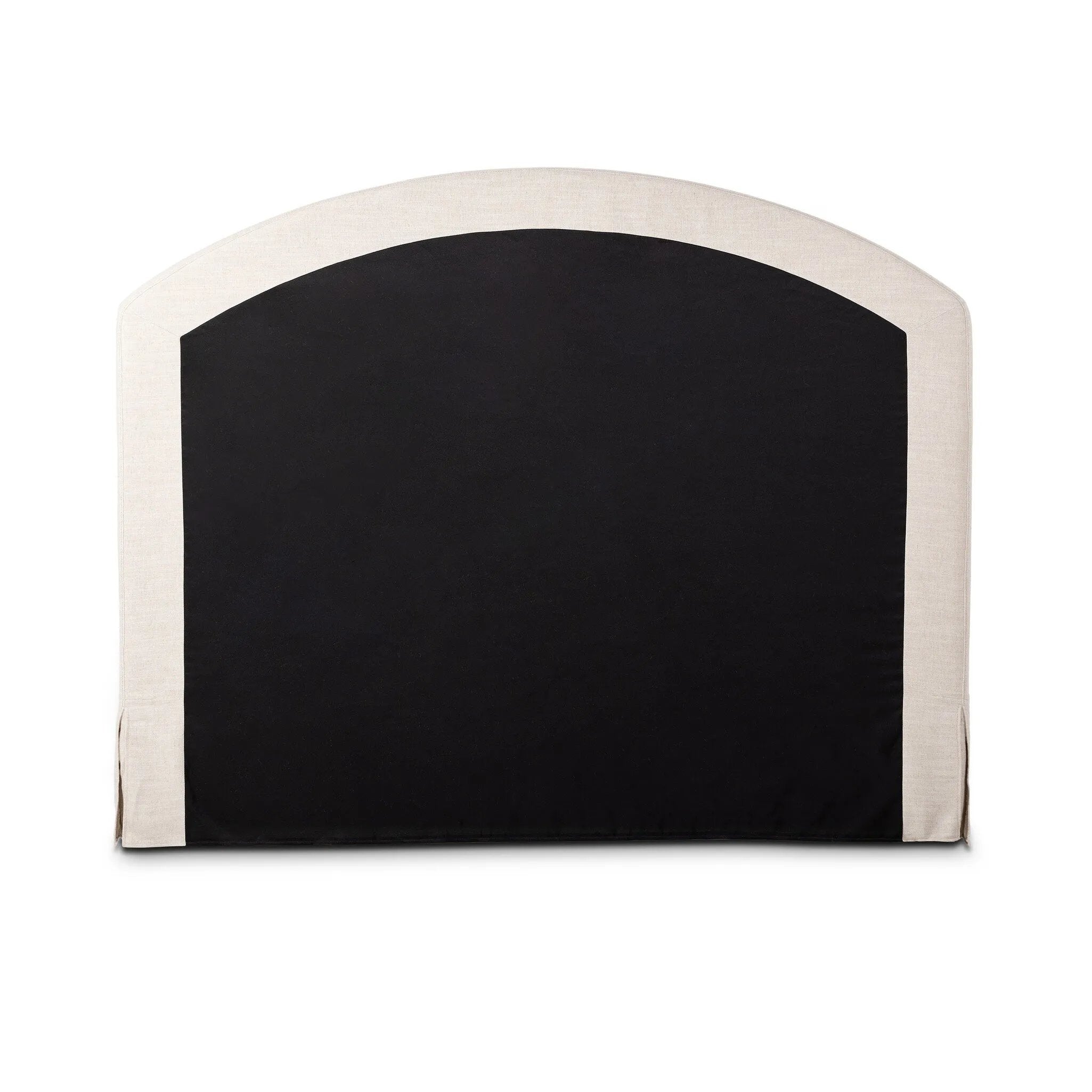 An arched headboard and simple frame act as the perfect canvas for your favorite bedding. A soft textural linen slipcover in a neutral hue contributes a cozy yet refined look Amethyst Home provides interior design, new home construction design consulting, vintage area rugs, and lighting in the Nashville metro area.