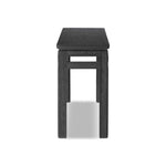 Featuring Oman Rustic Black Veneer Console Table by Four Hands at Amethyst Home. The traditional console table gets elevated with accent stretchers that bring a float-like look to simple shaping. Made from ash and oak, with a rustic black oak finish.Overall Dimensions: 78.00"w x 18.00"d x 32.00"hWeight : 108.03 lbsMaterials: Oak Veneer, Solid Ash, Enginee. Amethyst Home provides interior design, new home construction design consulting, vintage area rugs, and lighting in the Kansas City metro area.