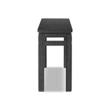 Featuring Oman Rustic Black Veneer Console Table by Four Hands at Amethyst Home. The traditional console table gets elevated with accent stretchers that bring a float-like look to simple shaping. Made from ash and oak, with a rustic black oak finish.Overall Dimensions: 78.00"w x 18.00"d x 32.00"hWeight : 108.03 lbsMaterials: Oak Veneer, Solid Ash, Enginee. Amethyst Home provides interior design, new home construction design consulting, vintage area rugs, and lighting in the Kansas City metro area.