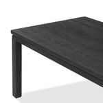 The timeless Parsons table is reimagined, with a rustic black finish and unique relief detail between the tabletop and apron Amethyst Home provides interior design, new home construction design consulting, vintage area rugs, and lighting in the Portland metro area.