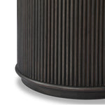 An artisanal take on texture. Made from black-finished mindi wood with a plinth-style base, a reeding pattern is carved around the entirety of this versatile end table for a fresh, approachable look.As lovers of luxe aesthetics at Amethyst, we love the optimistic inspired Ona End Table - Smoked Black Mindi Veneer. Amethyst Home provides interior design, new home construction design consulting, vintage area rugs, and lighting in the Los Angeles metro area.