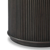 An artisanal take on texture. Made from black-finished mindi wood with a plinth-style base, a reeding pattern is carved around the entirety of this versatile end table for a fresh, approachable look.As lovers of luxe aesthetics at Amethyst, we love the optimistic inspired Ona End Table - Smoked Black Mindi Veneer. Amethyst Home provides interior design, new home construction design consulting, vintage area rugs, and lighting in the Los Angeles metro area.