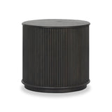 An artisanal take on texture. Made from black-finished mindi wood with a plinth-style base, a reeding pattern is carved around the entirety of this versatile end table for a fresh, approachable look.As lovers of luxe aesthetics at Amethyst, we love the optimistic inspired Ona End Table - Smoked Black Mindi Veneer. Amethyst Home provides interior design, new home construction design consulting, vintage area rugs, and lighting in the Omaha metro area.